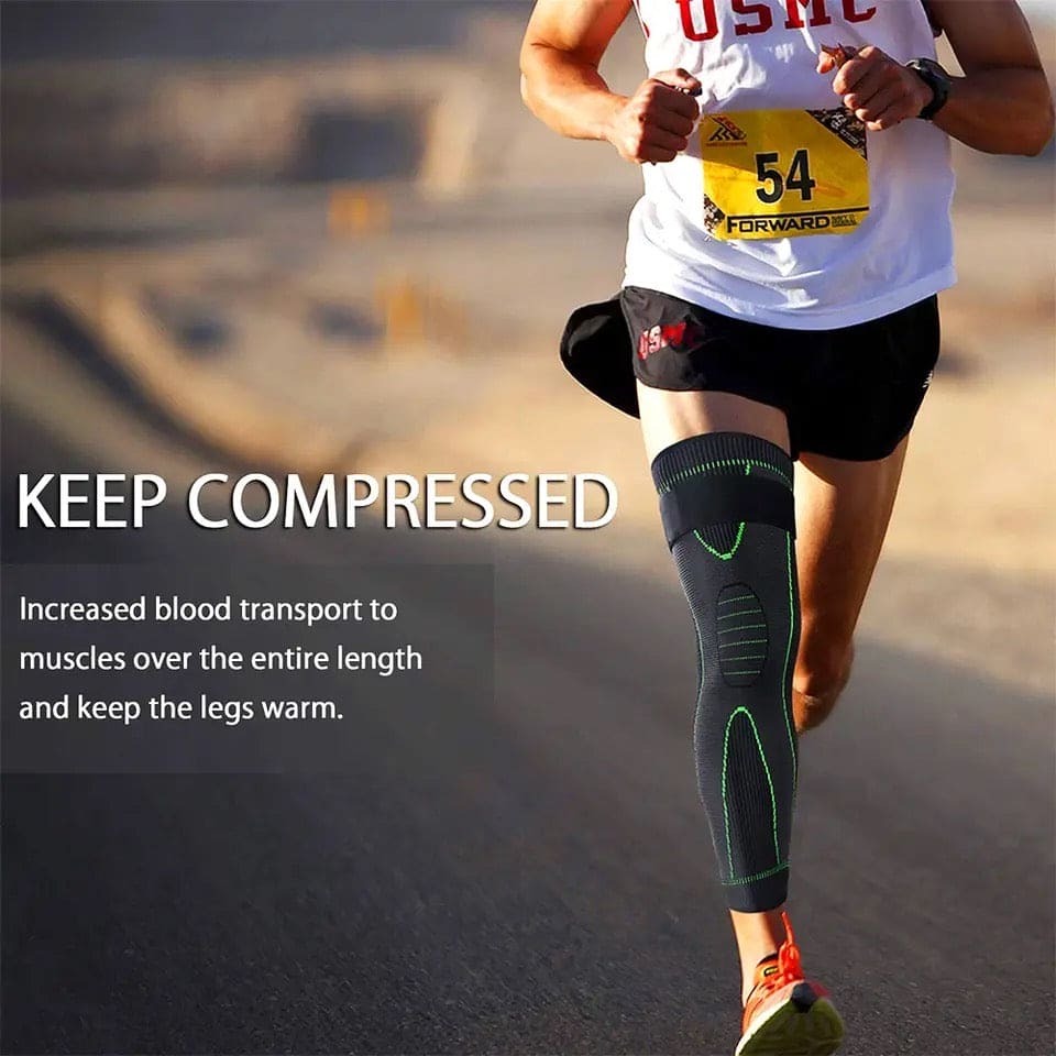 2 pcs Adjustable Compression Knee Sleeves Anti-Slip Knee Support Braces for Running Elastic Nylon Sports Compression Pad Black Green Article No 456      S325