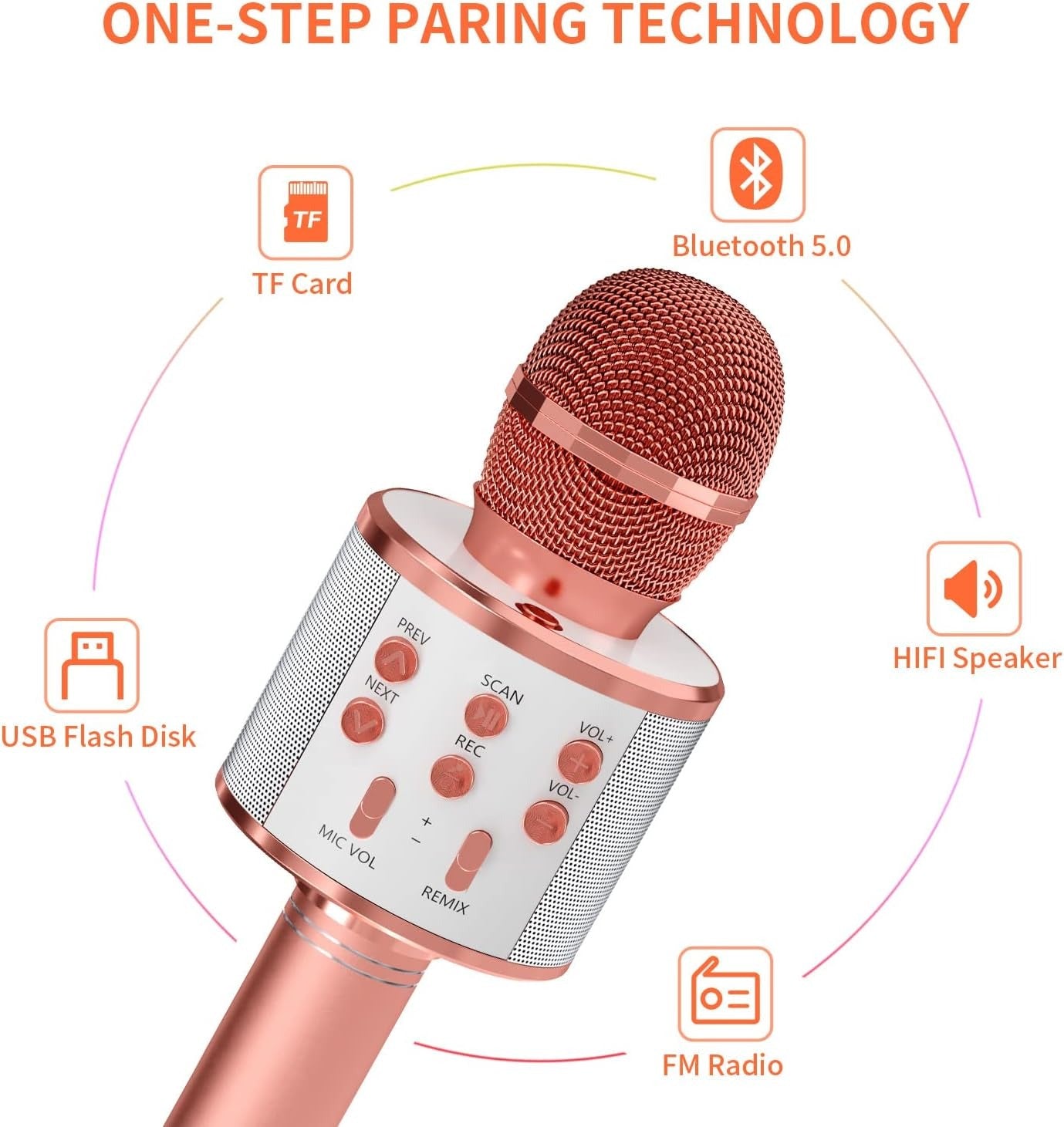 WS 858 Portable Rechargeable Wireless Bluetooth Microphone & HiFi Speaker KTV Handheld Karaoke Singing Mic For Kids & Adults Best For Birthday Gift Home Party Indoor Outdoor Entertainment Song and Naat Singing Wireless Mic