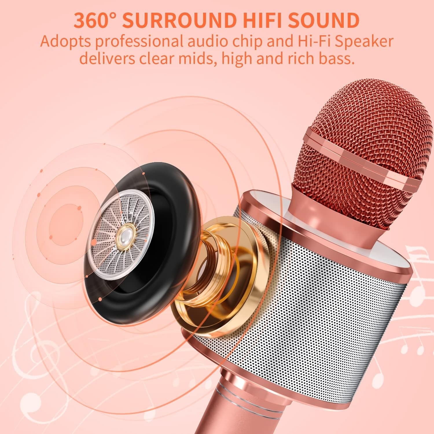 WS 858 Portable Rechargeable Wireless Bluetooth Microphone & HiFi Speaker KTV Handheld Karaoke Singing Mic For Kids & Adults Best For Birthday Gift Home Party Indoor Outdoor Entertainment Song and Naat Singing Wireless Mic